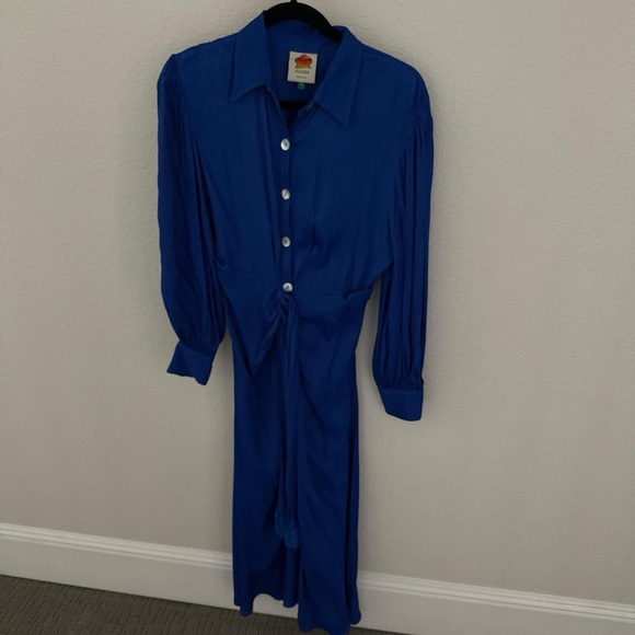 FARM Rio Royal Blue Long Sleeve Dress - Picture 1 of 5